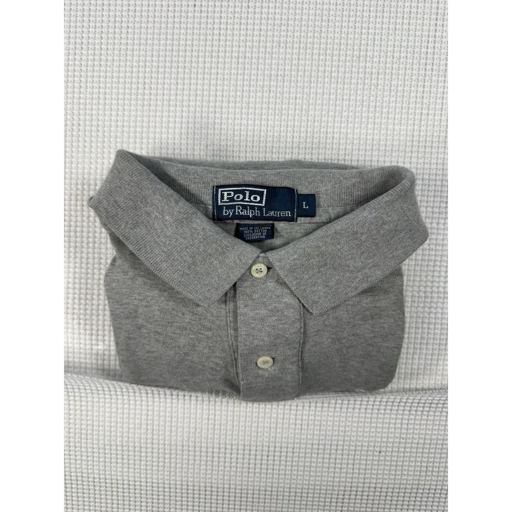 Polo Ralph Lauren Mens Large Gray Short Sleeve Pony Logo Polo Shirt 33672